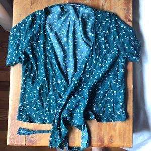 Brandy Melville green wrap top.